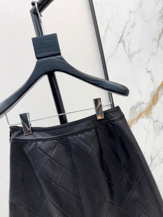 Ch 25ss genuine leather skirt