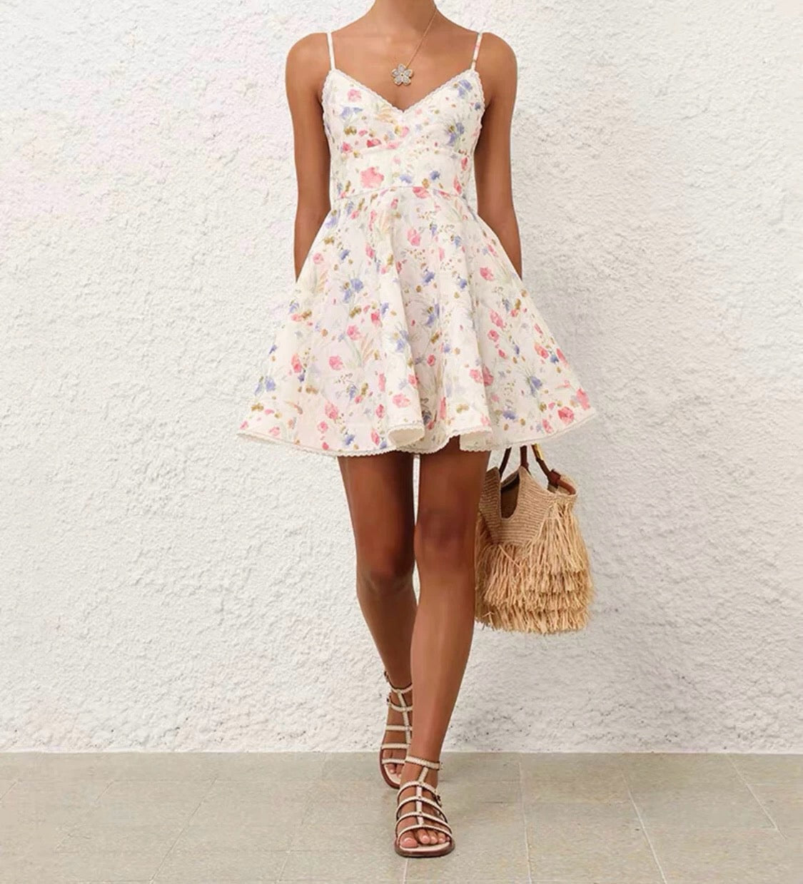 zim 25ss linen print dress