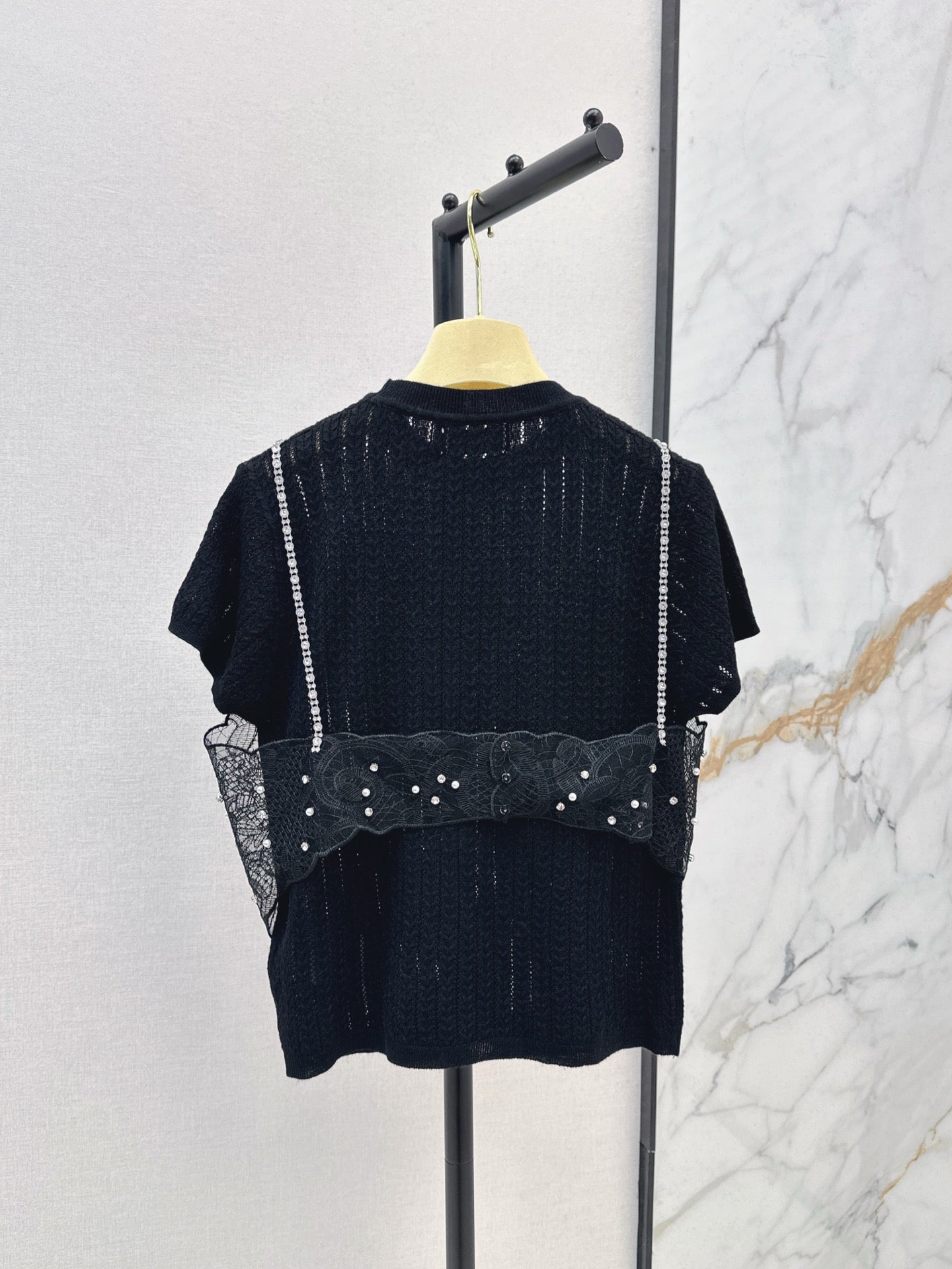 Mi 25ss knit beaded t-shirt