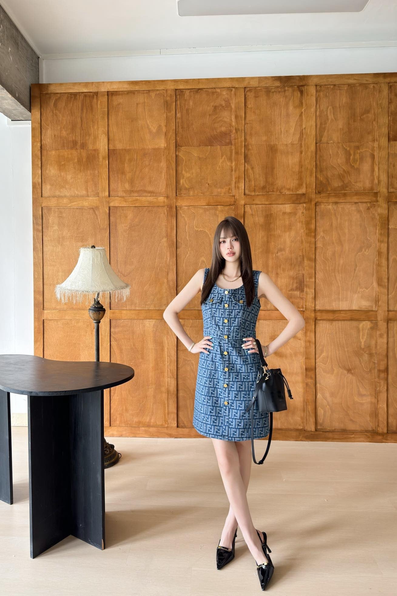 Fe 25ss sleeveless denim dress