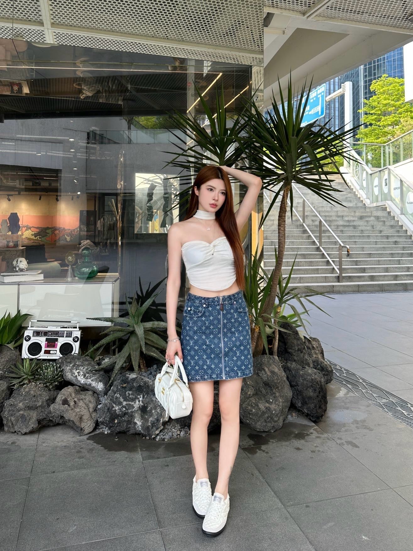 L 25ss denim skirt