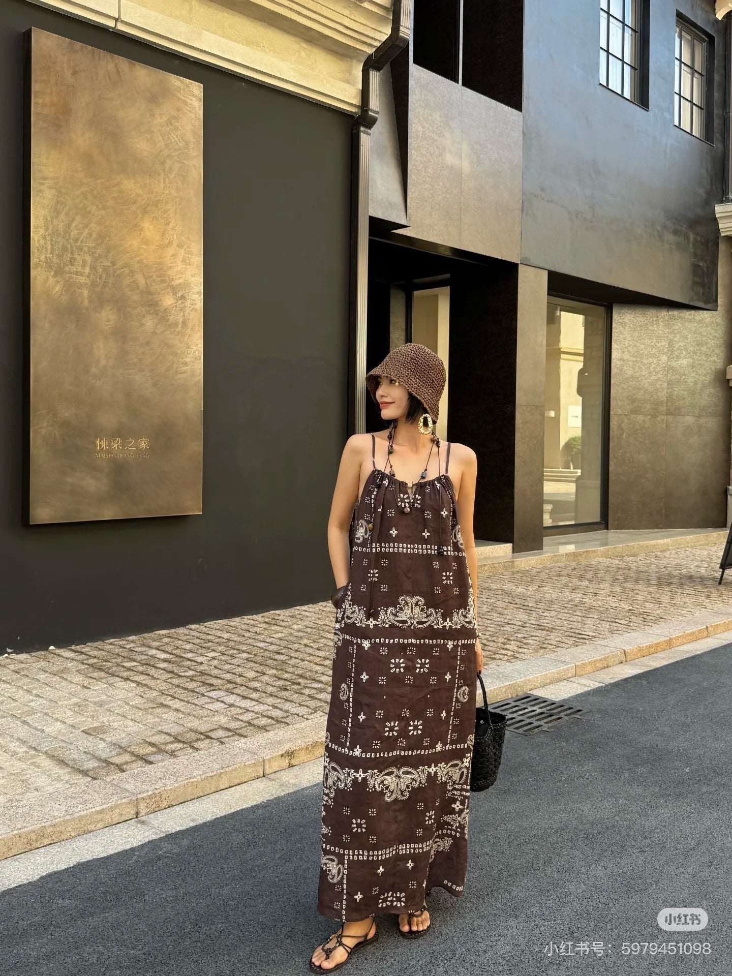 Zim 25ss print linen dress