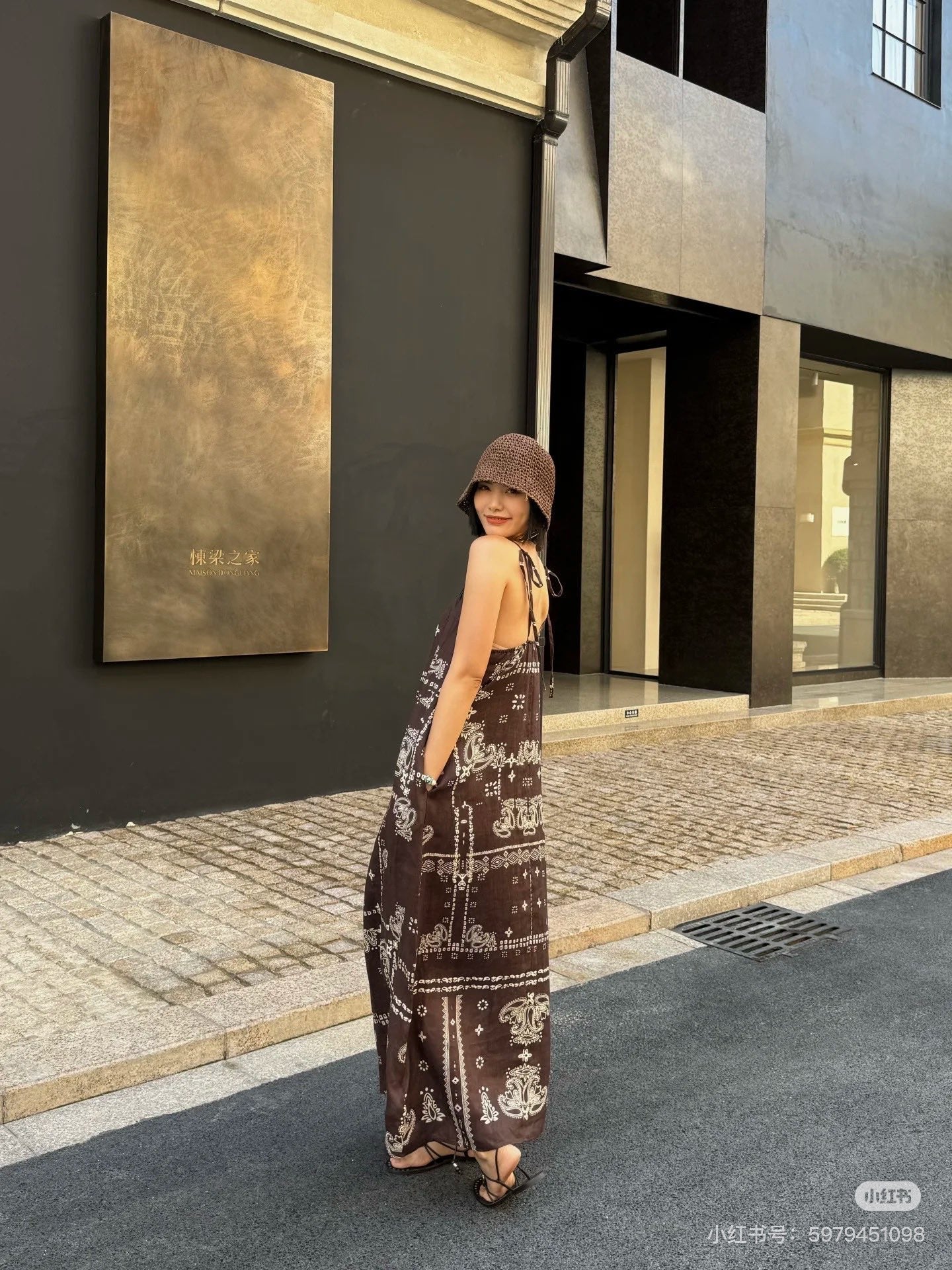 Zim 25ss print linen dress