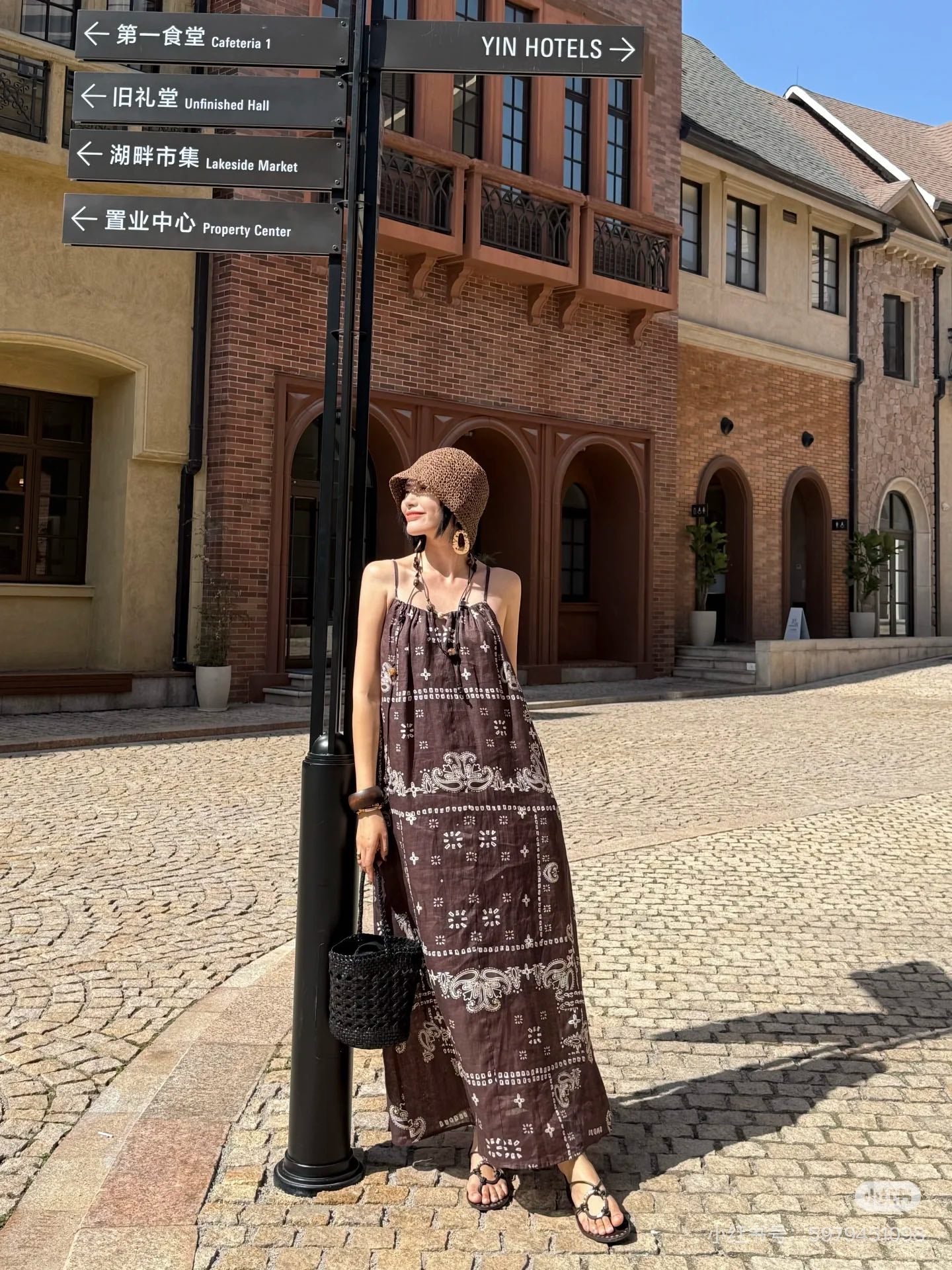 Zim 25ss print linen dress
