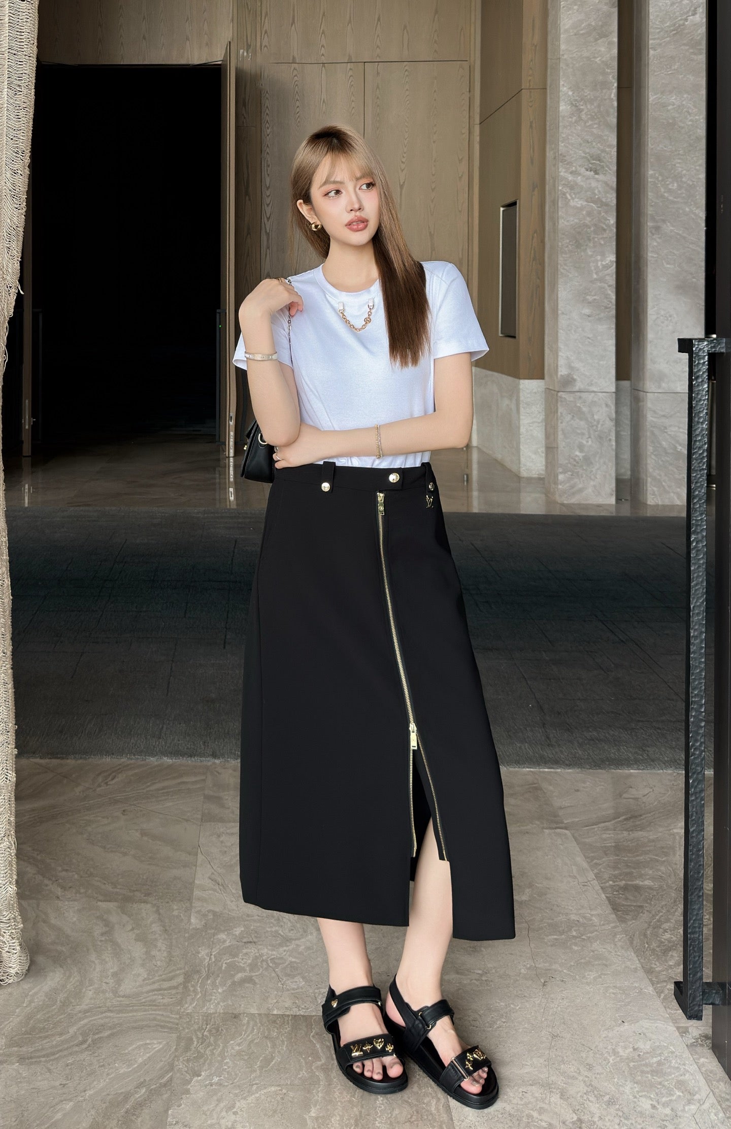 Louis 25ss zipper skirt