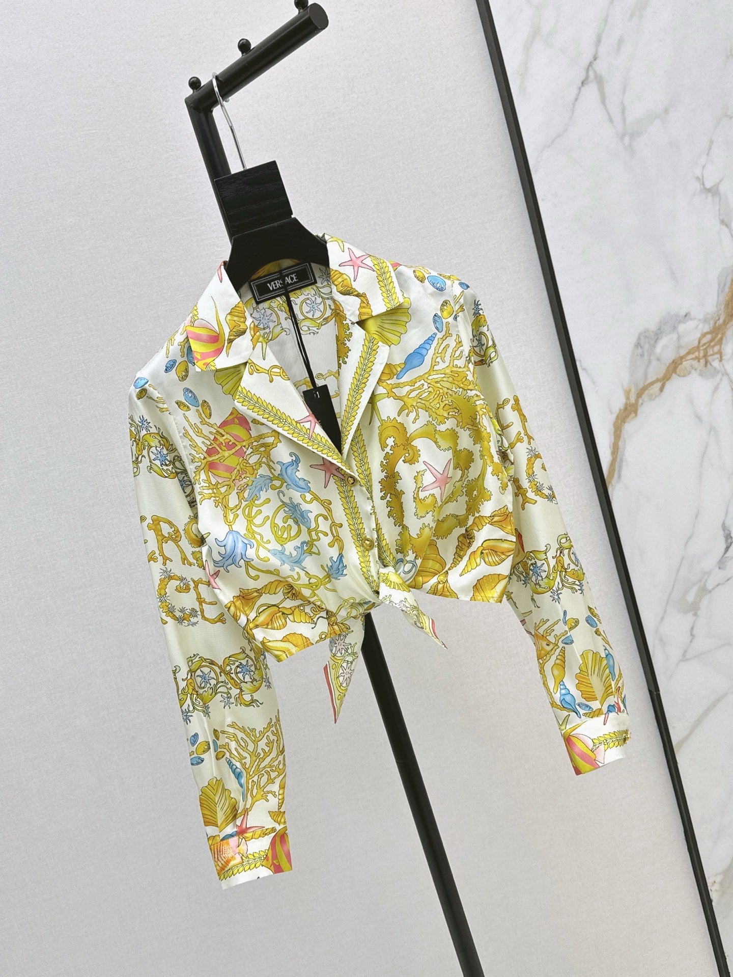 Vers 25ss silk crop shirt