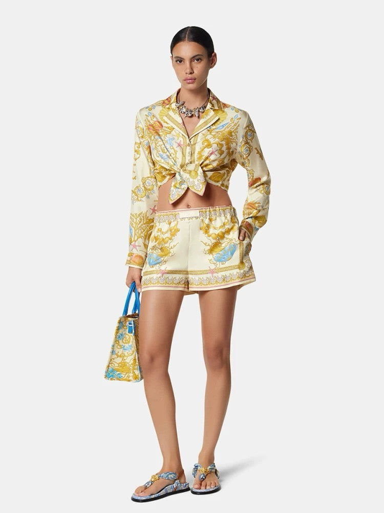 Vers 25ss silk crop shirt