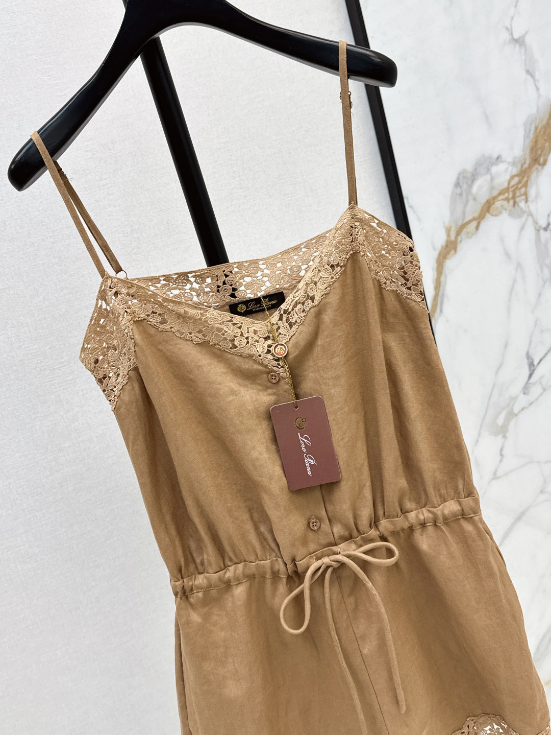 Loro 25ss lace linen jumpsuit