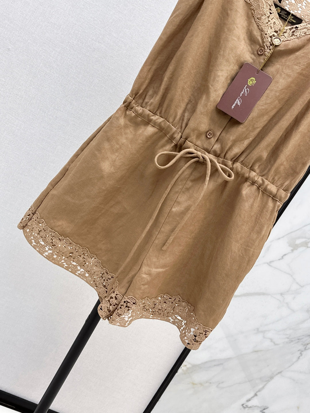 Loro 25ss lace linen jumpsuit