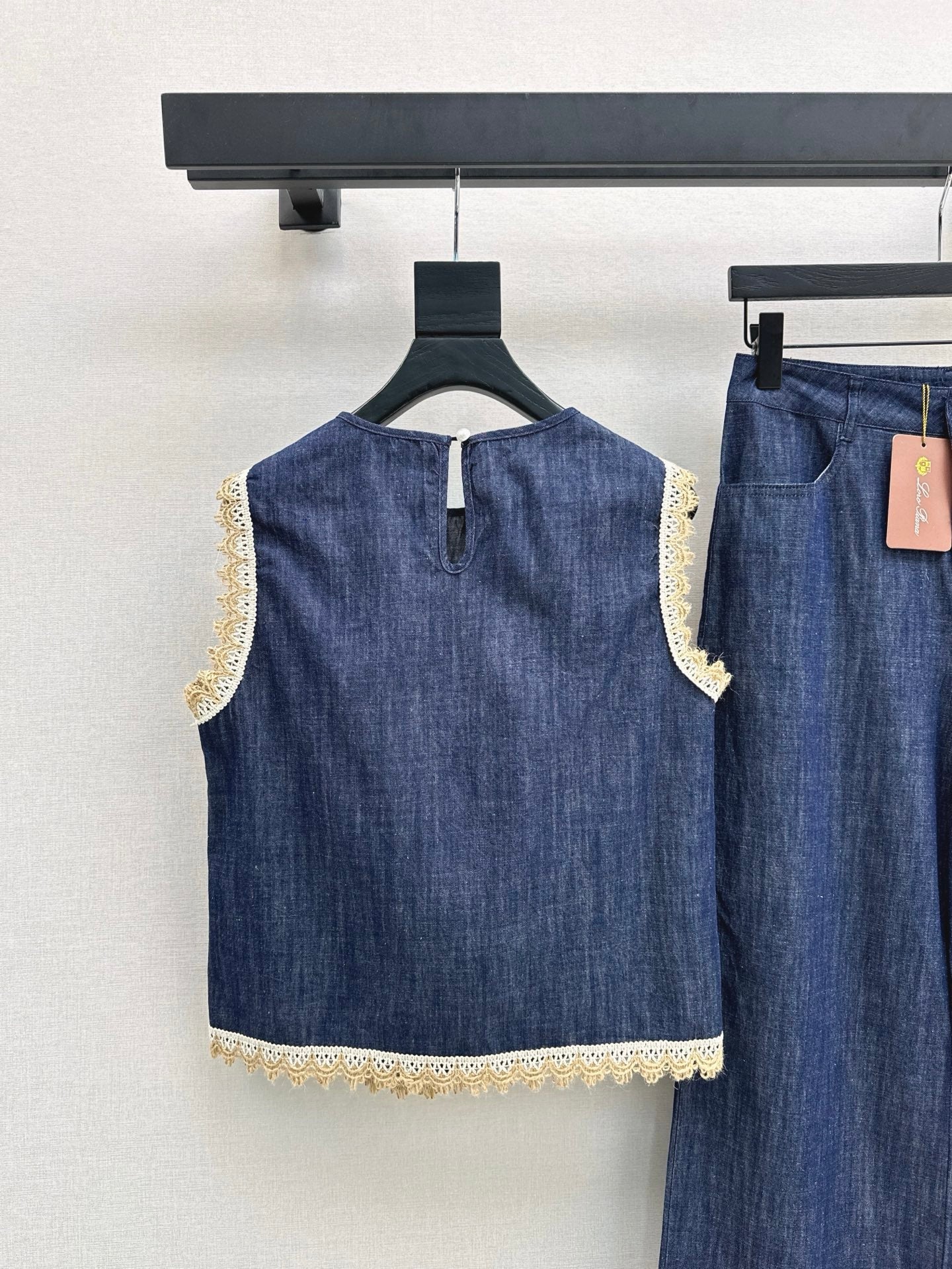 Loro 25ss denim lace vest