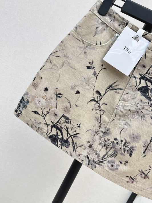 CD 25ss print denim skirt