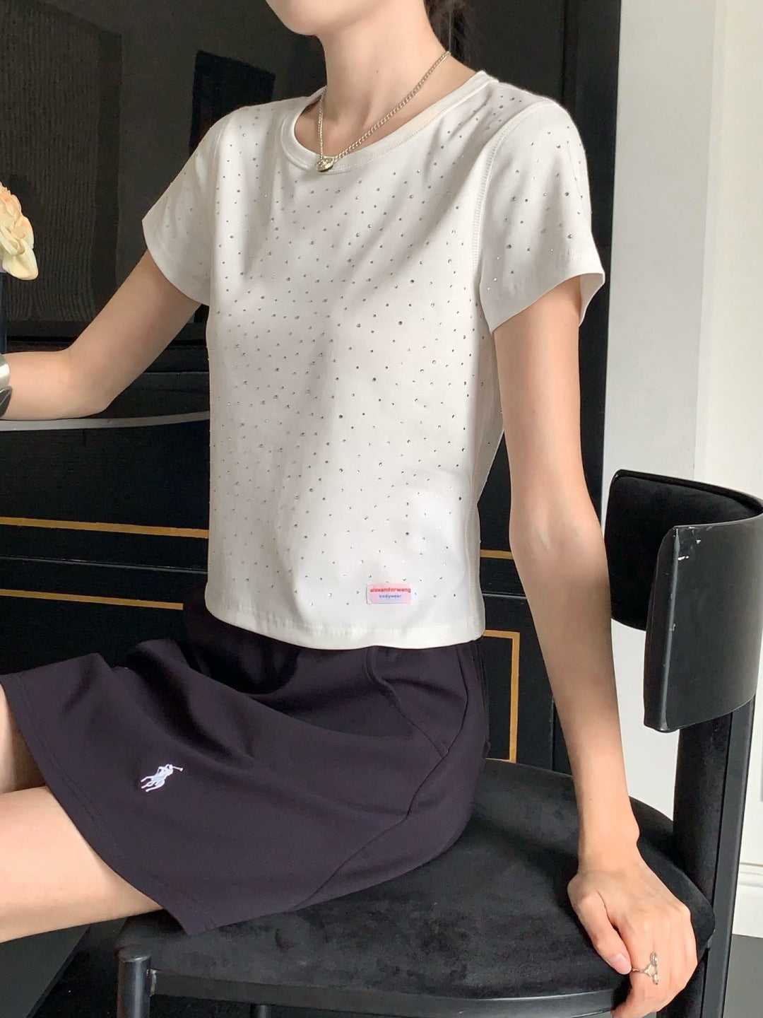 wang 25ss rhinestone t-shirt