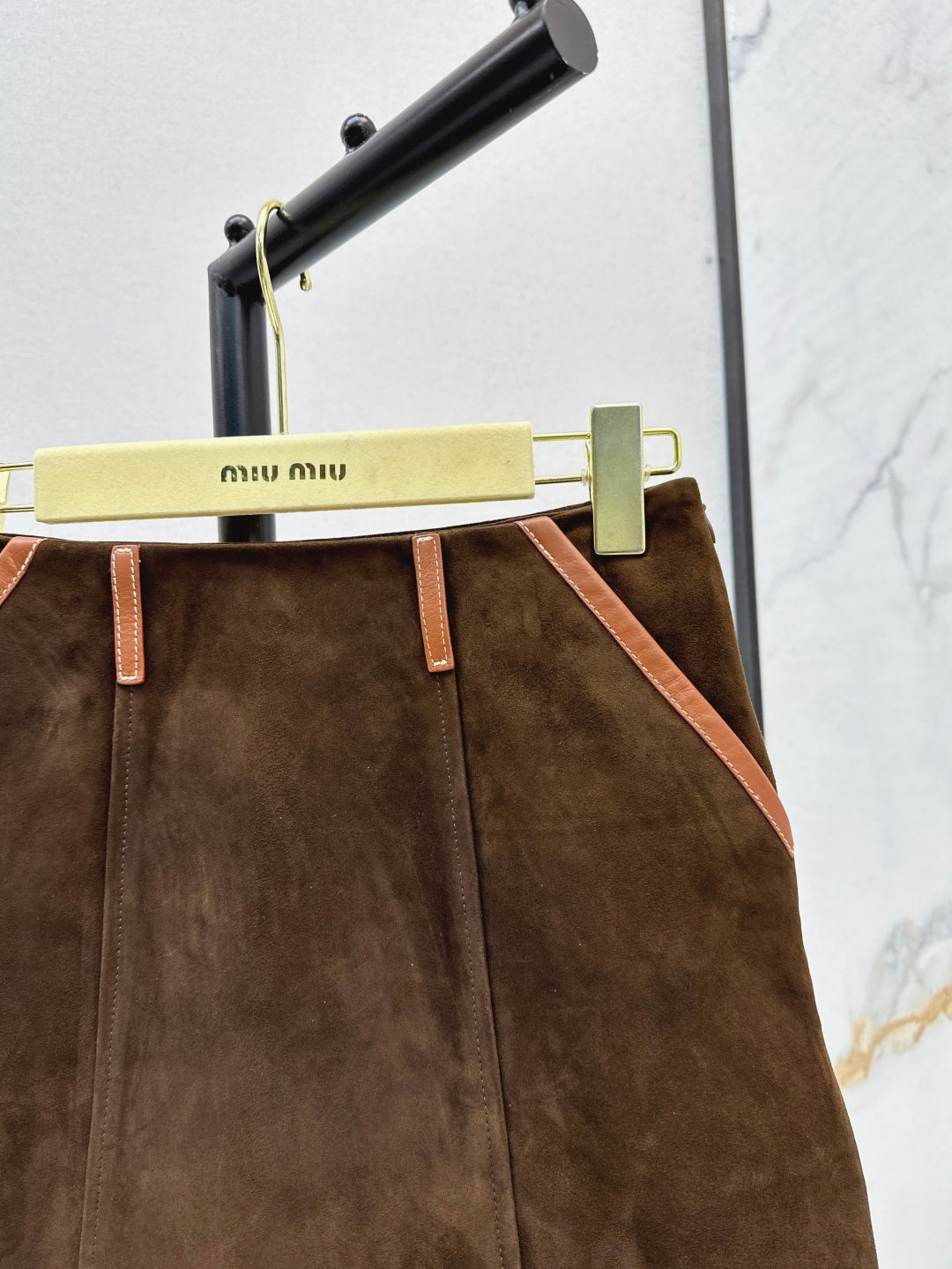 Miu 25ss suede skirt