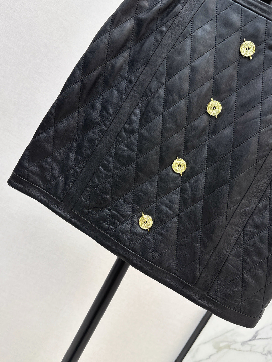 Bal 25fw leather skirt