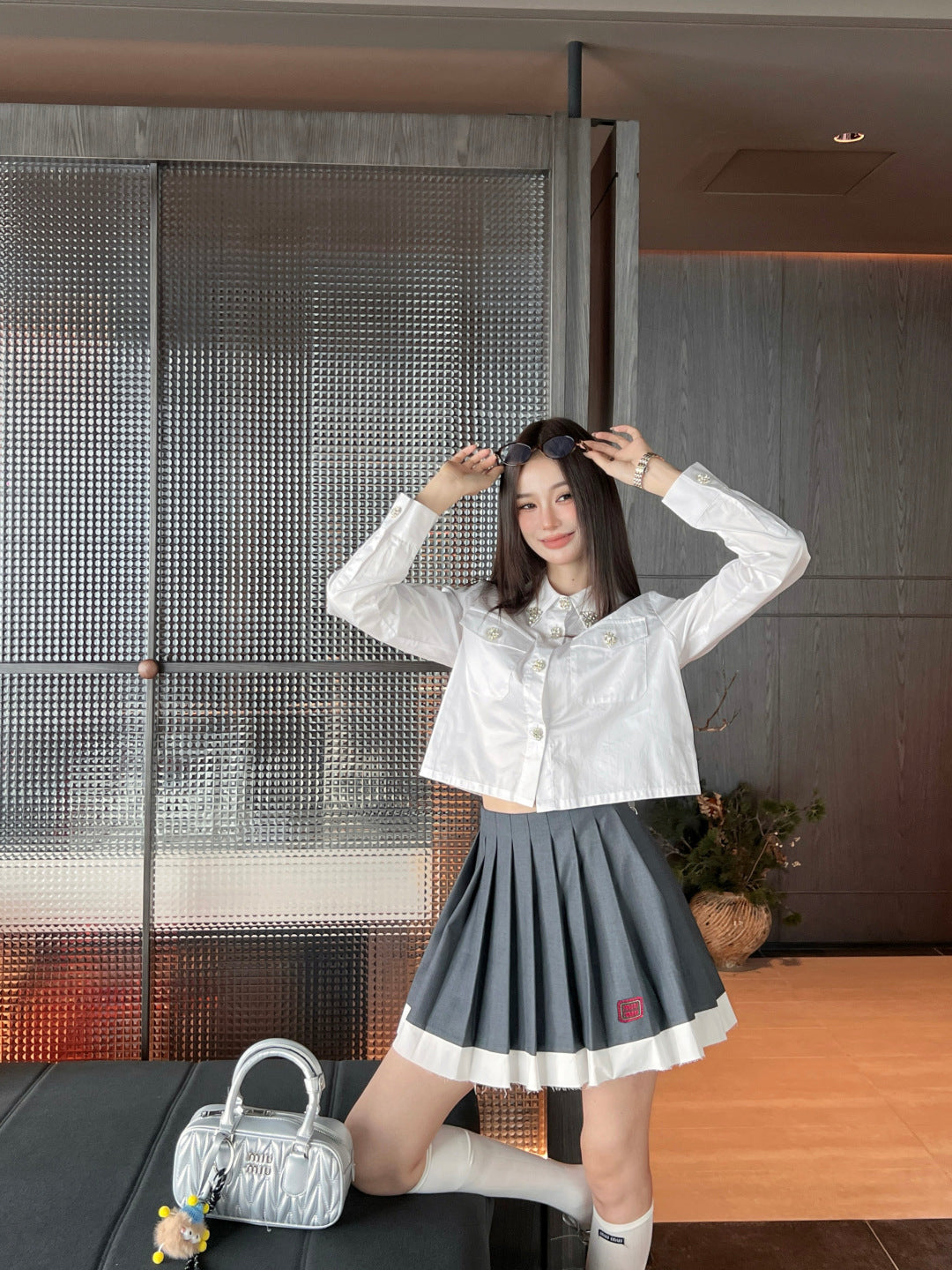 Miu 25fw embroidered shirt