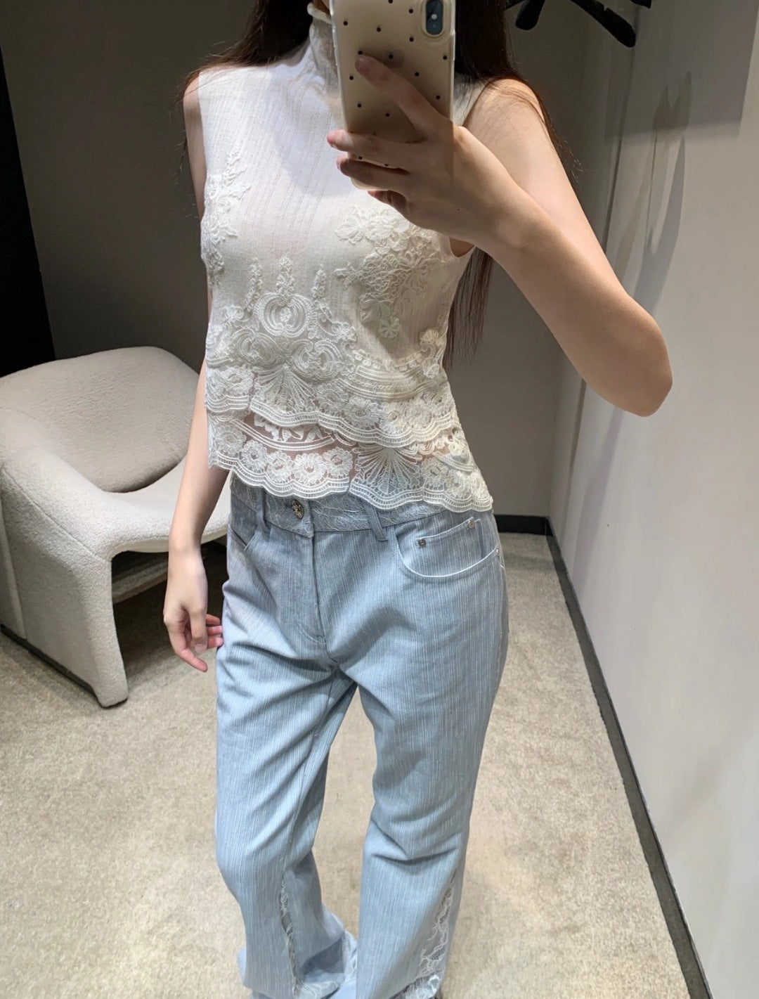 Es 25fw lace knit vest