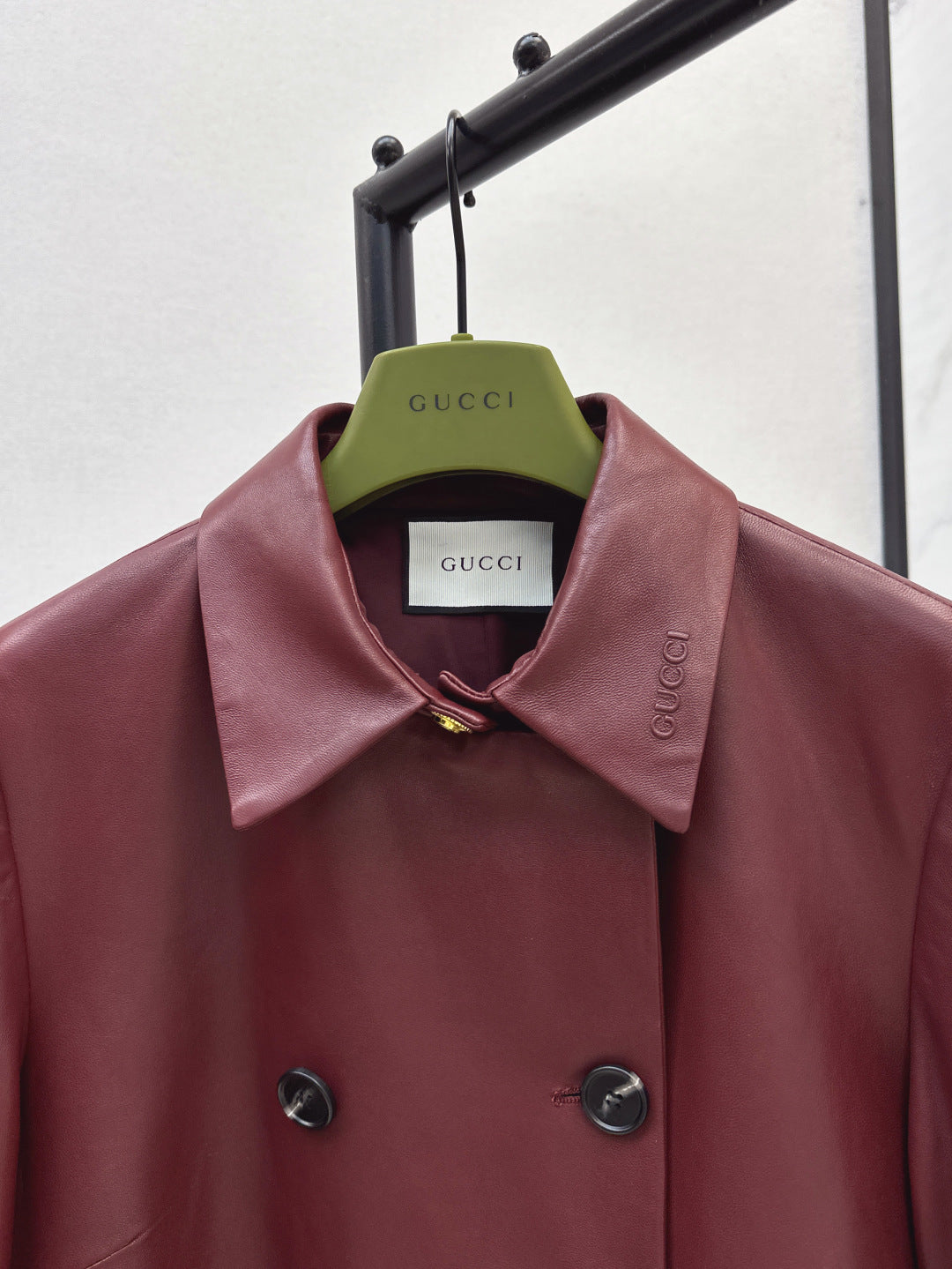 Guc 25fw leather trench coat