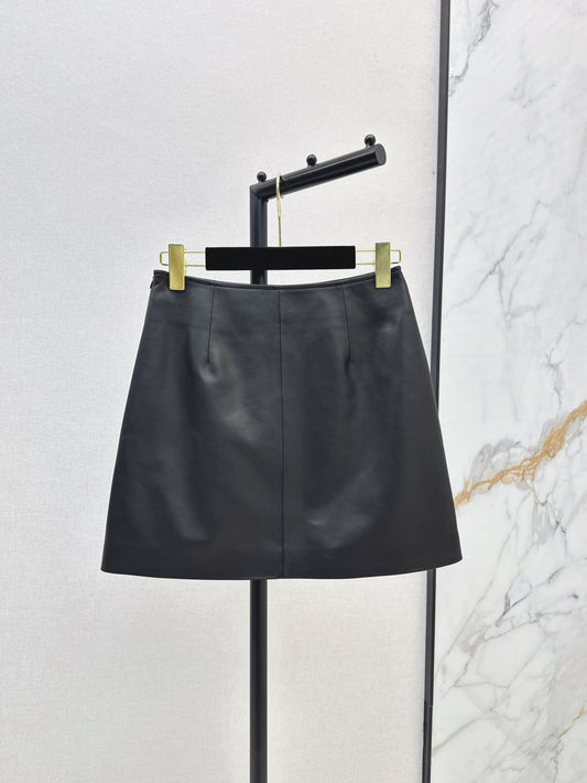 Chan 25fw leather skirt