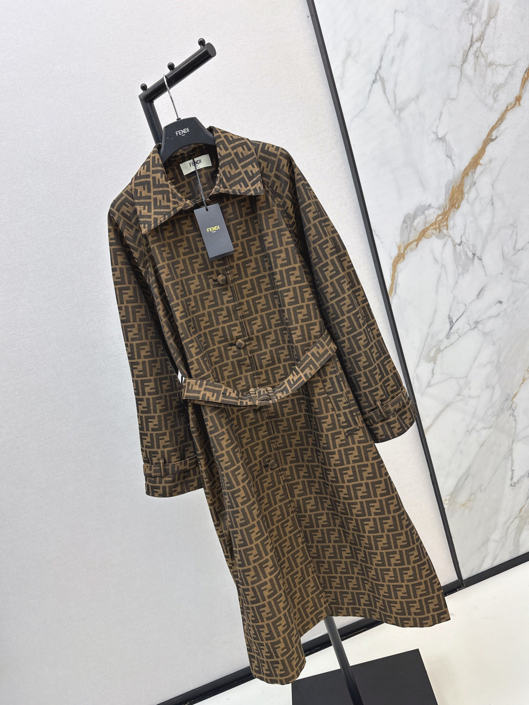 Fend 25fw jacquard trench coat