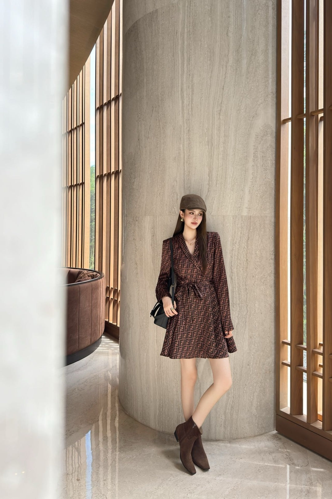 Fend 25fw printed shirt dress