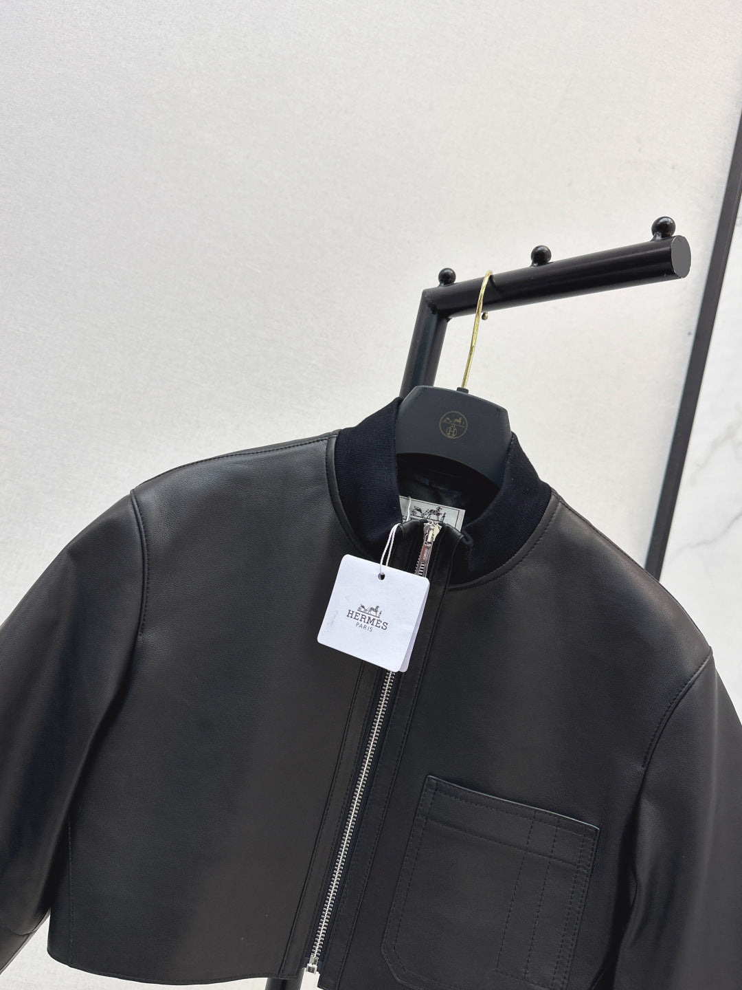 Herm 25fw leather crop jacket