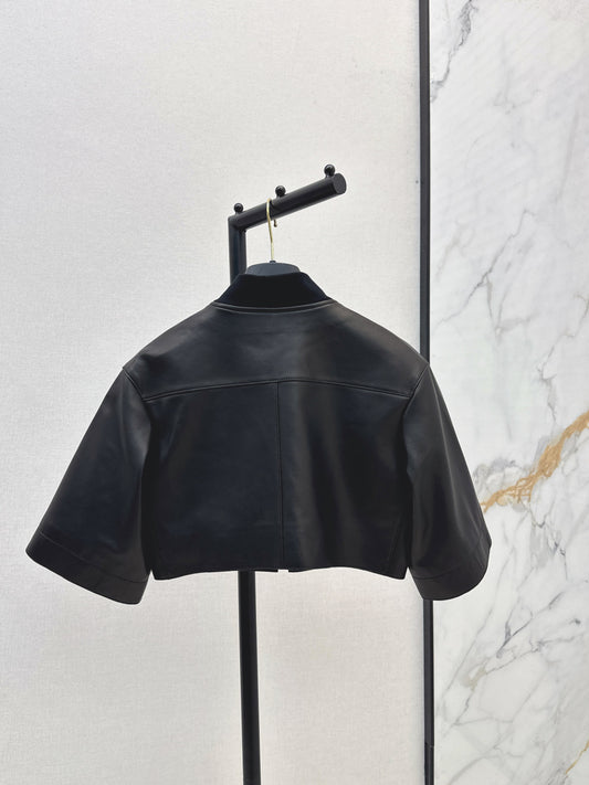 Herm 25fw leather crop jacket