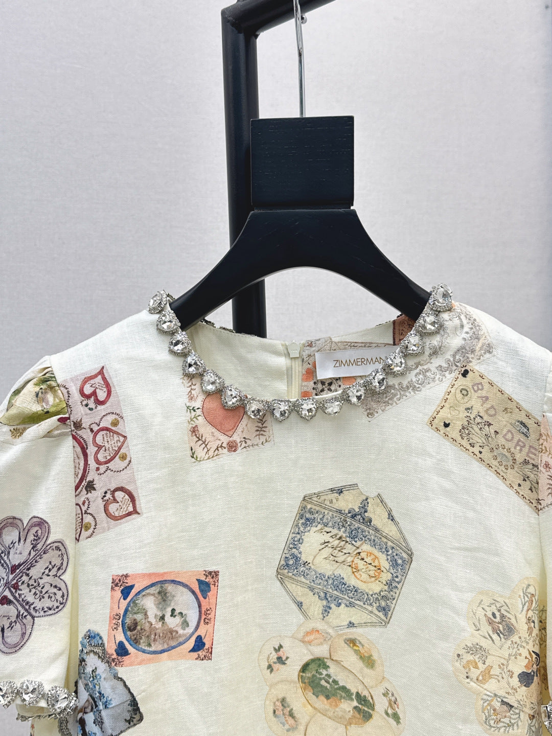 Zimm 25fw printed linen dress