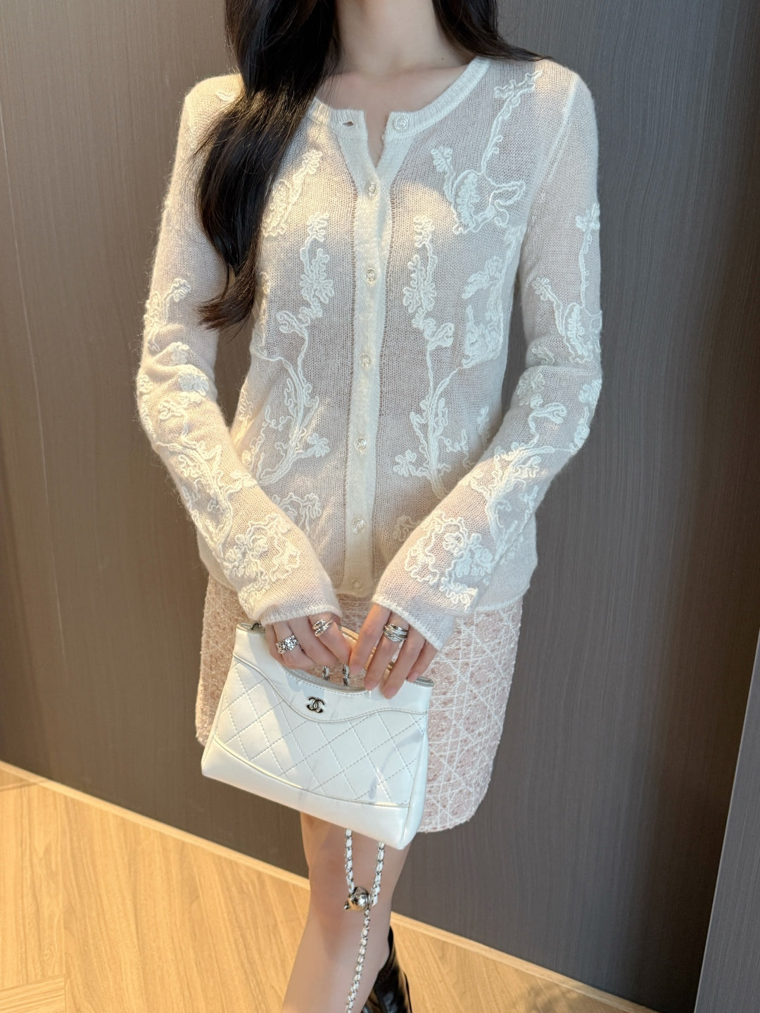 Es 25fw embroidered cardigan