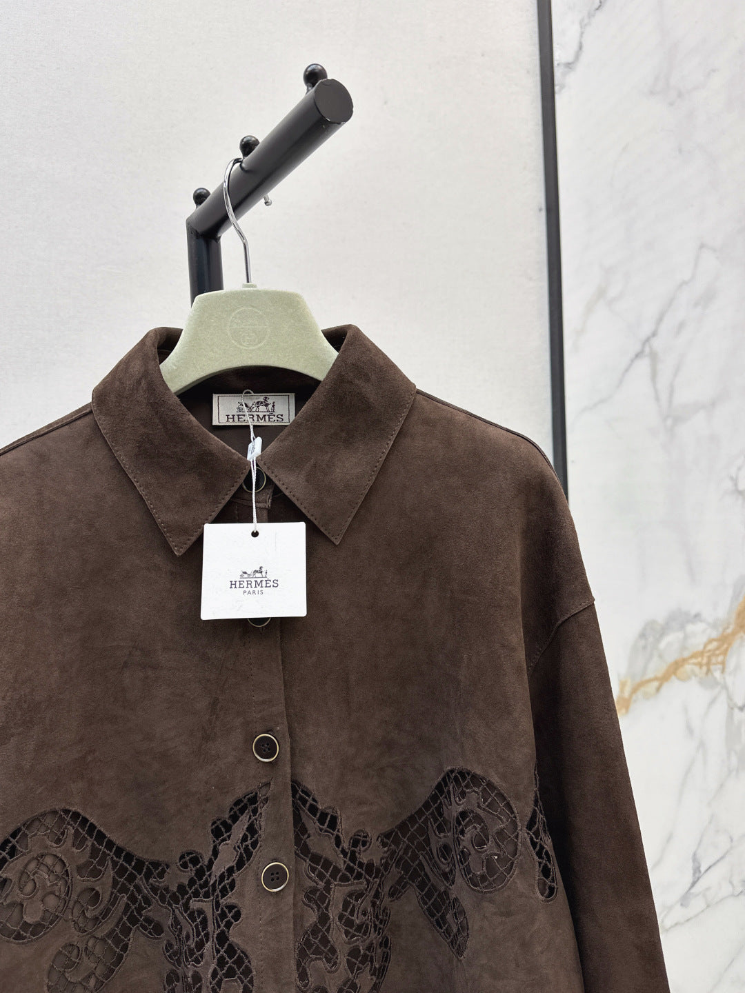 Herm 25fw embroidered suede jacket
