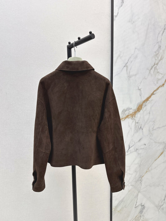 Herm 25fw embroidered suede jacket