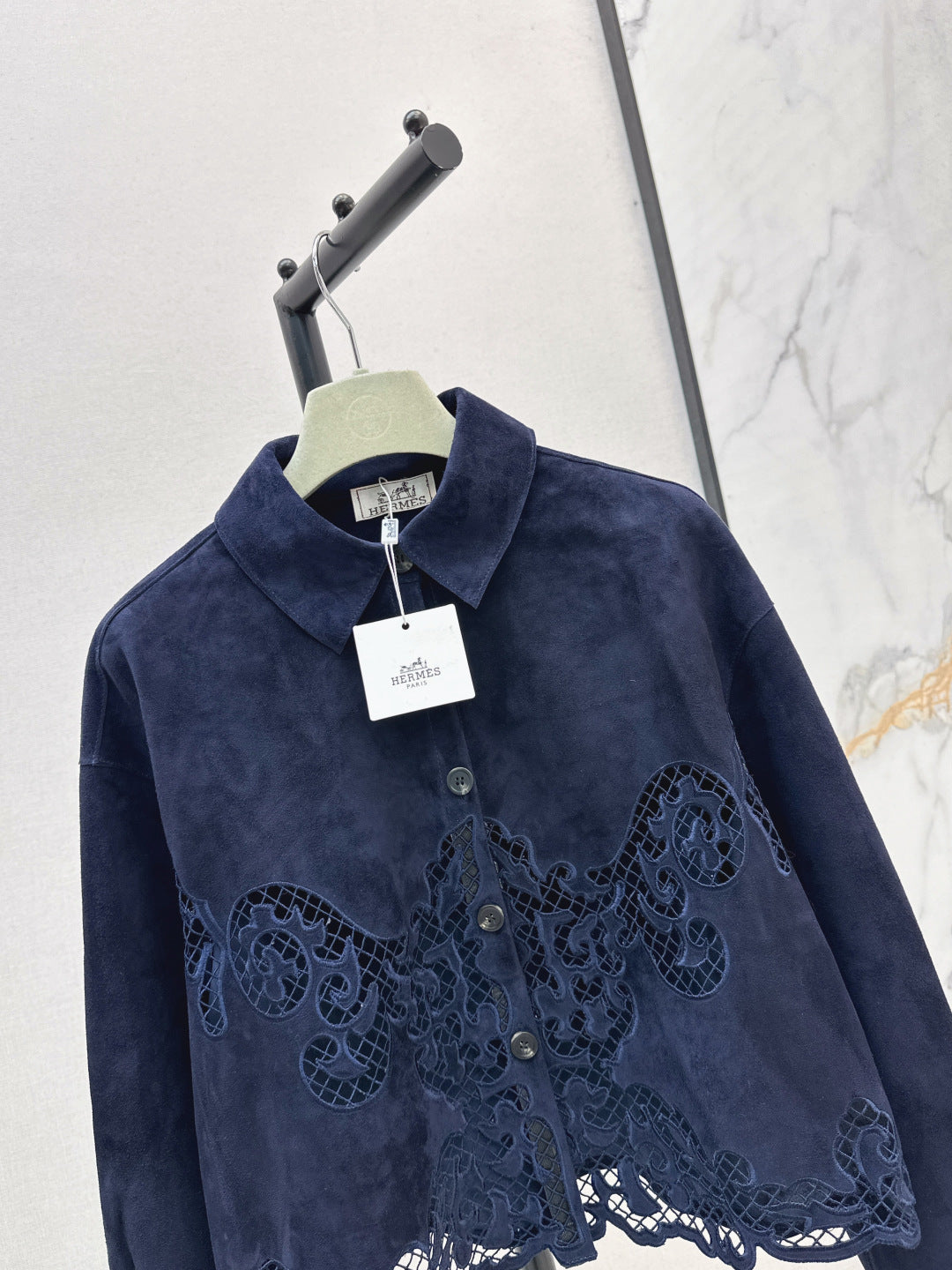 Herm 25fw embroidered suede jacket