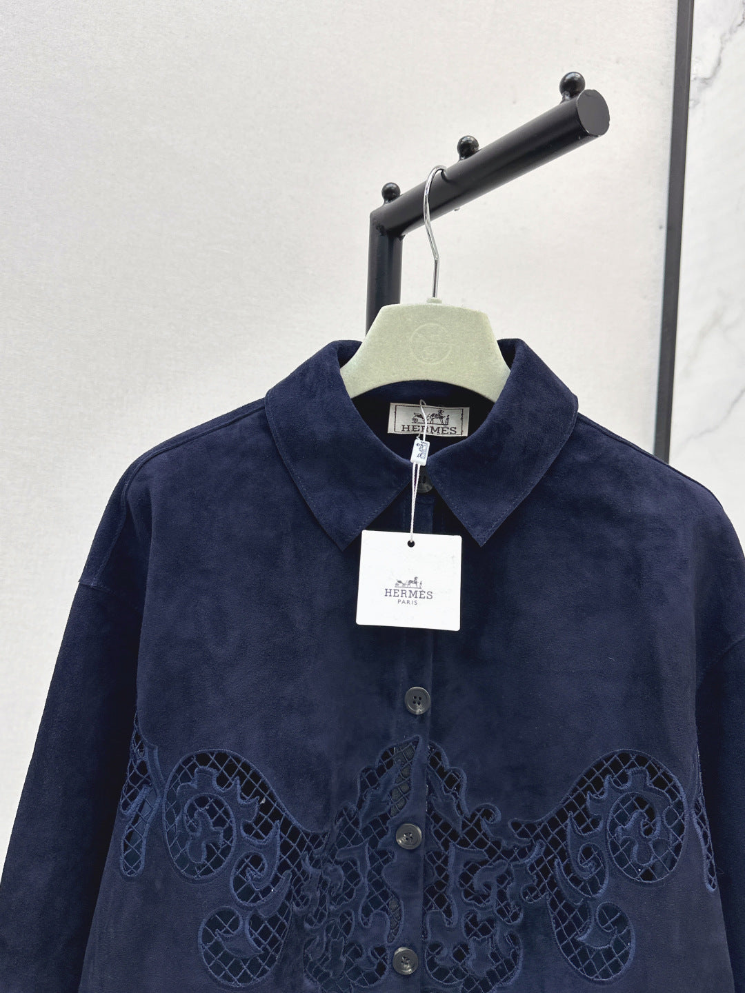 Herm 25fw embroidered suede jacket