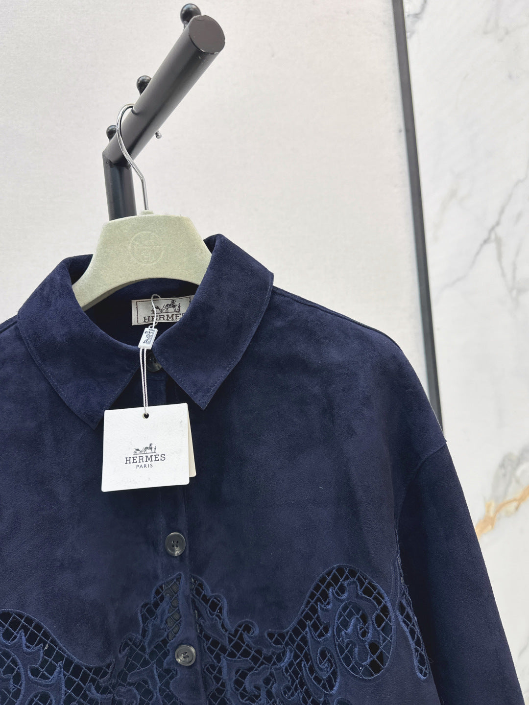 Herm 25fw embroidered suede jacket