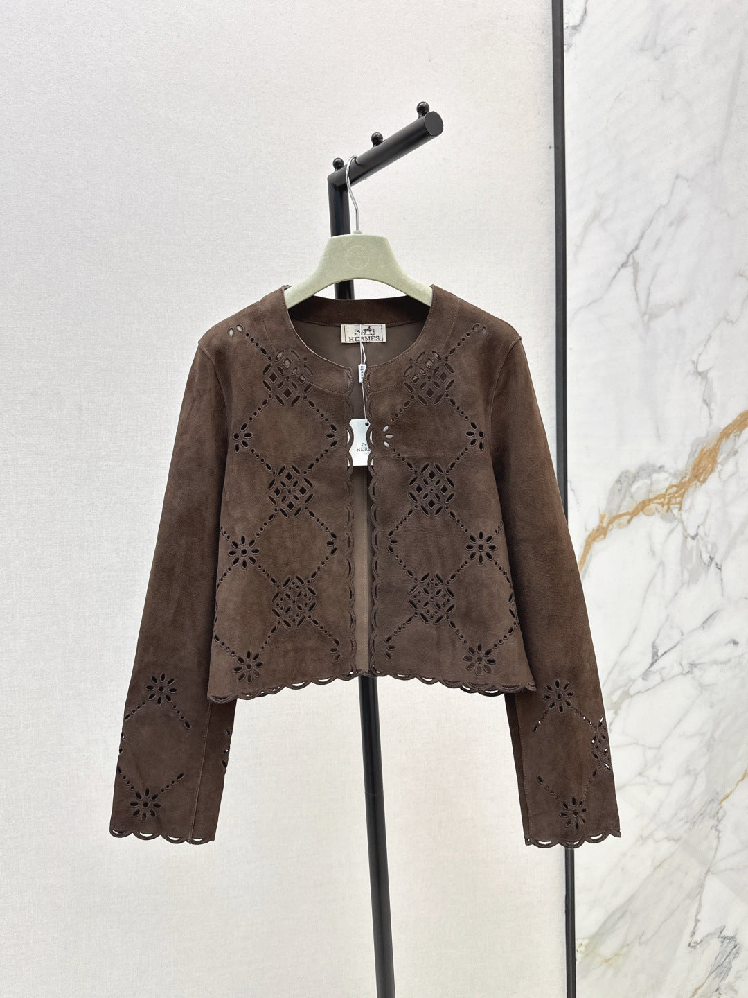 Herm 25fw embroidered suede jacket