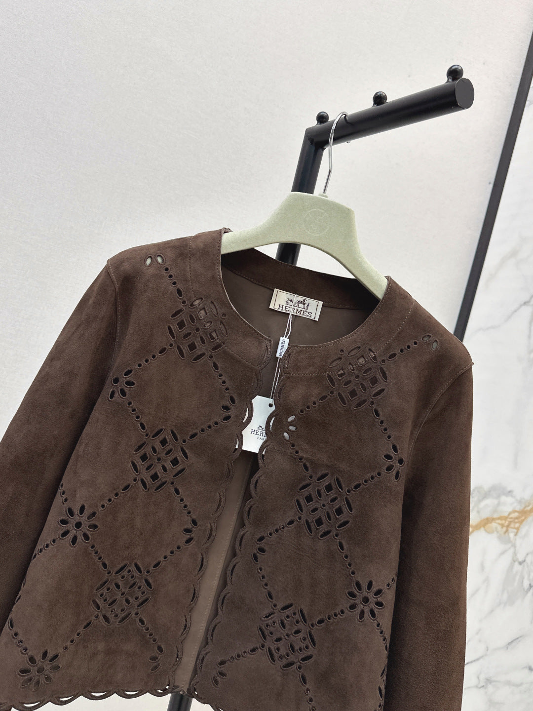 Herm 25fw embroidered suede jacket