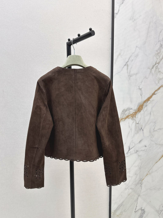Herm 25fw embroidered suede jacket