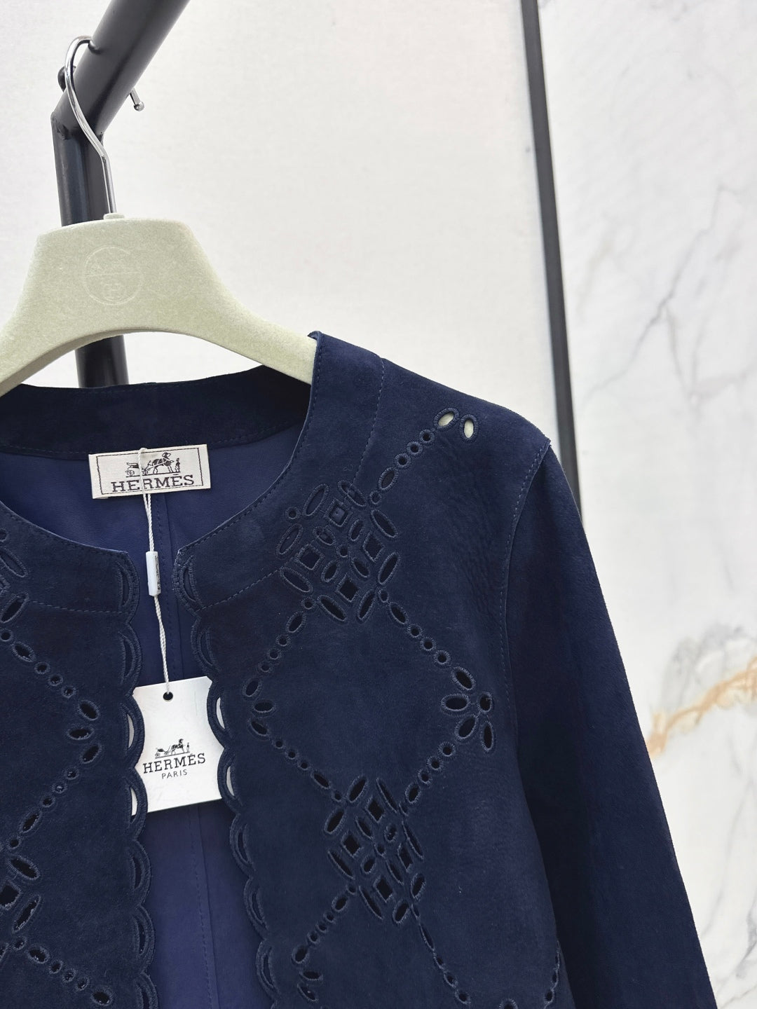 Herm 25fw embroidered suede jacket