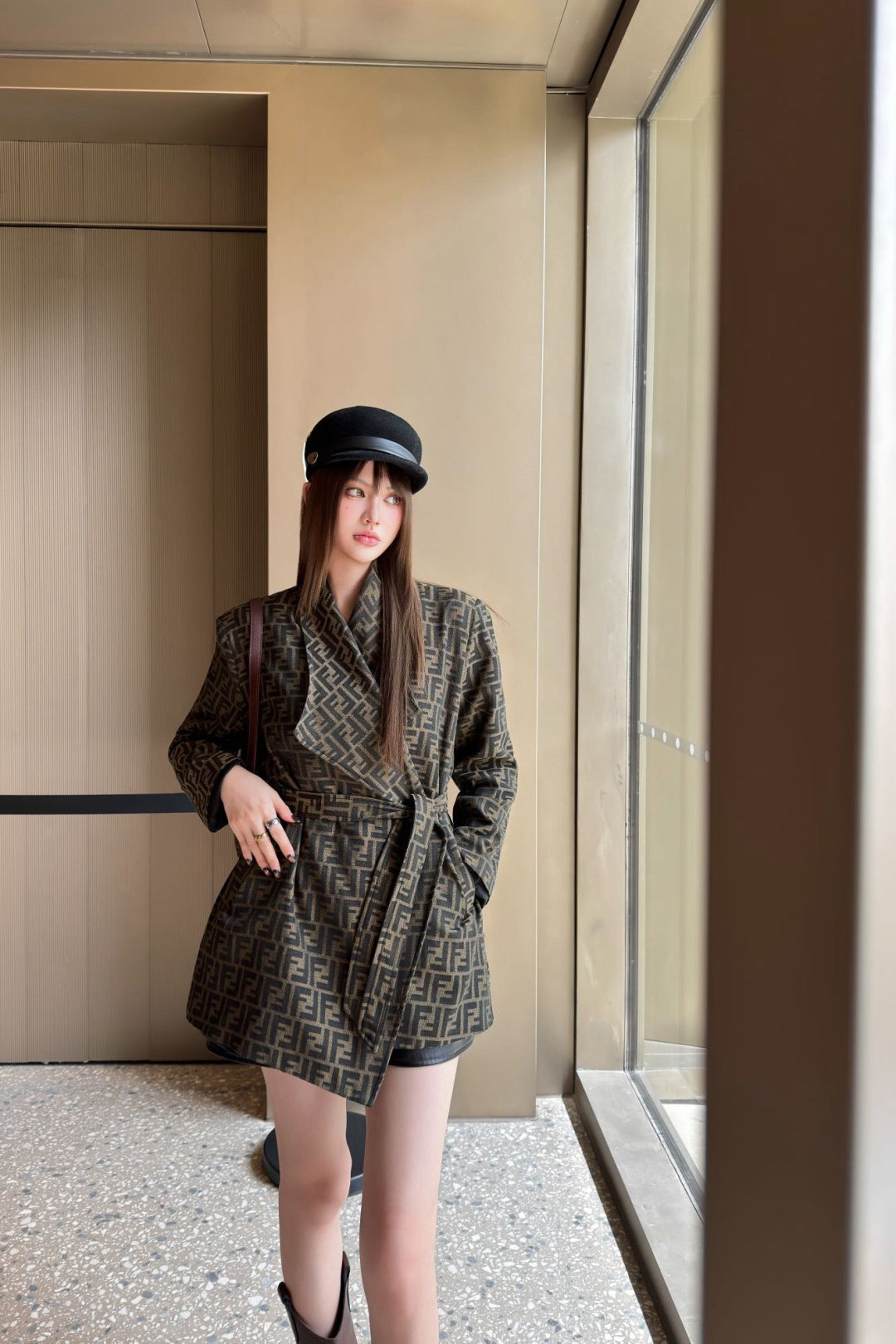 Fend 25fw jacquard coat