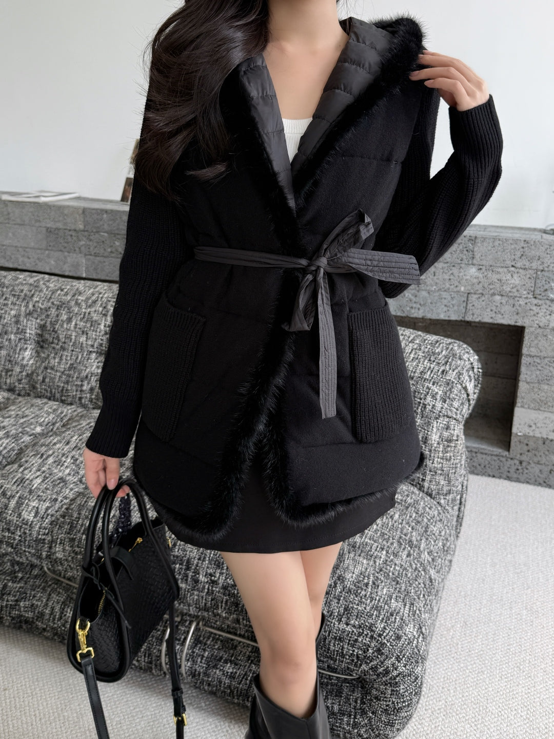 Loro 25fw patchwork down jacket