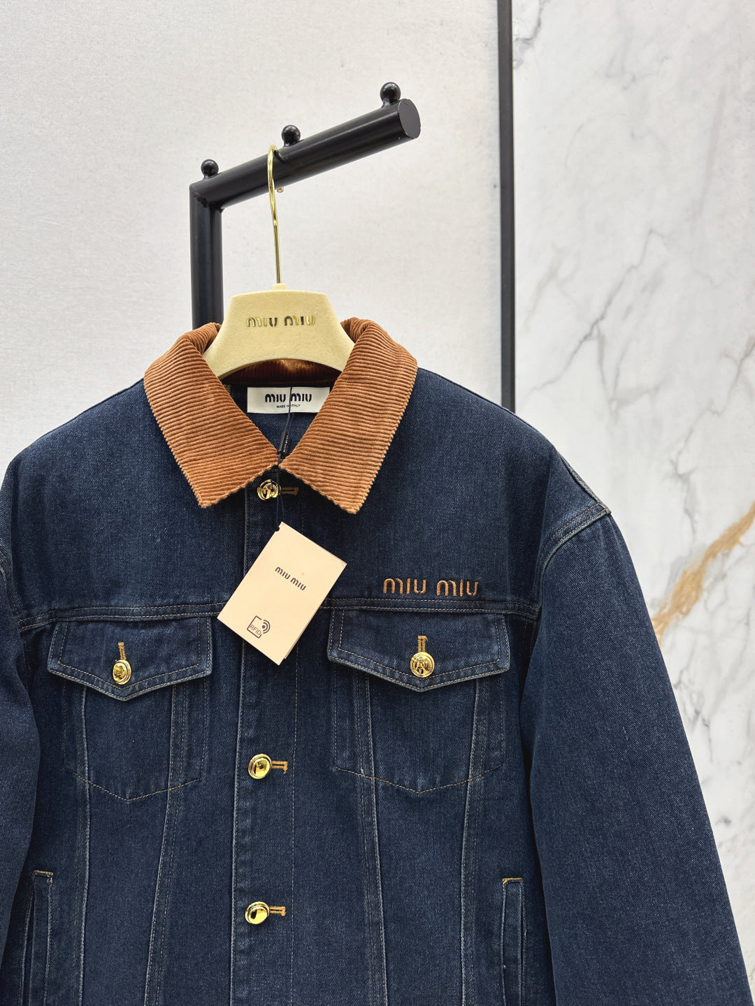 Miu 25fw denim padded jacket