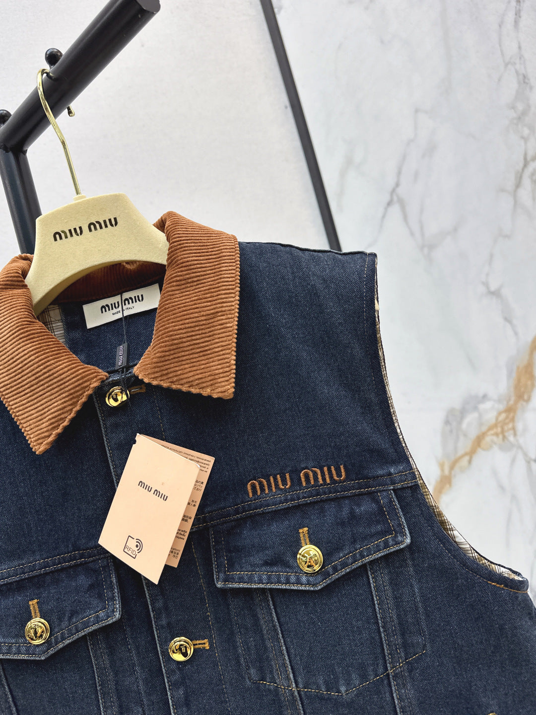 Miu 25fw denim padded vest