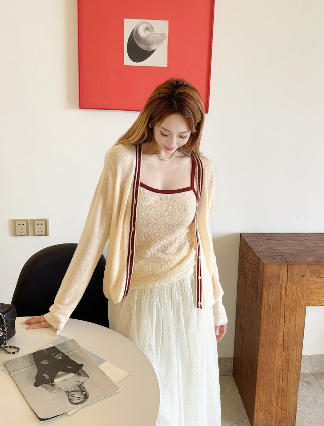 Herm 25fw Knitted vest cardigan