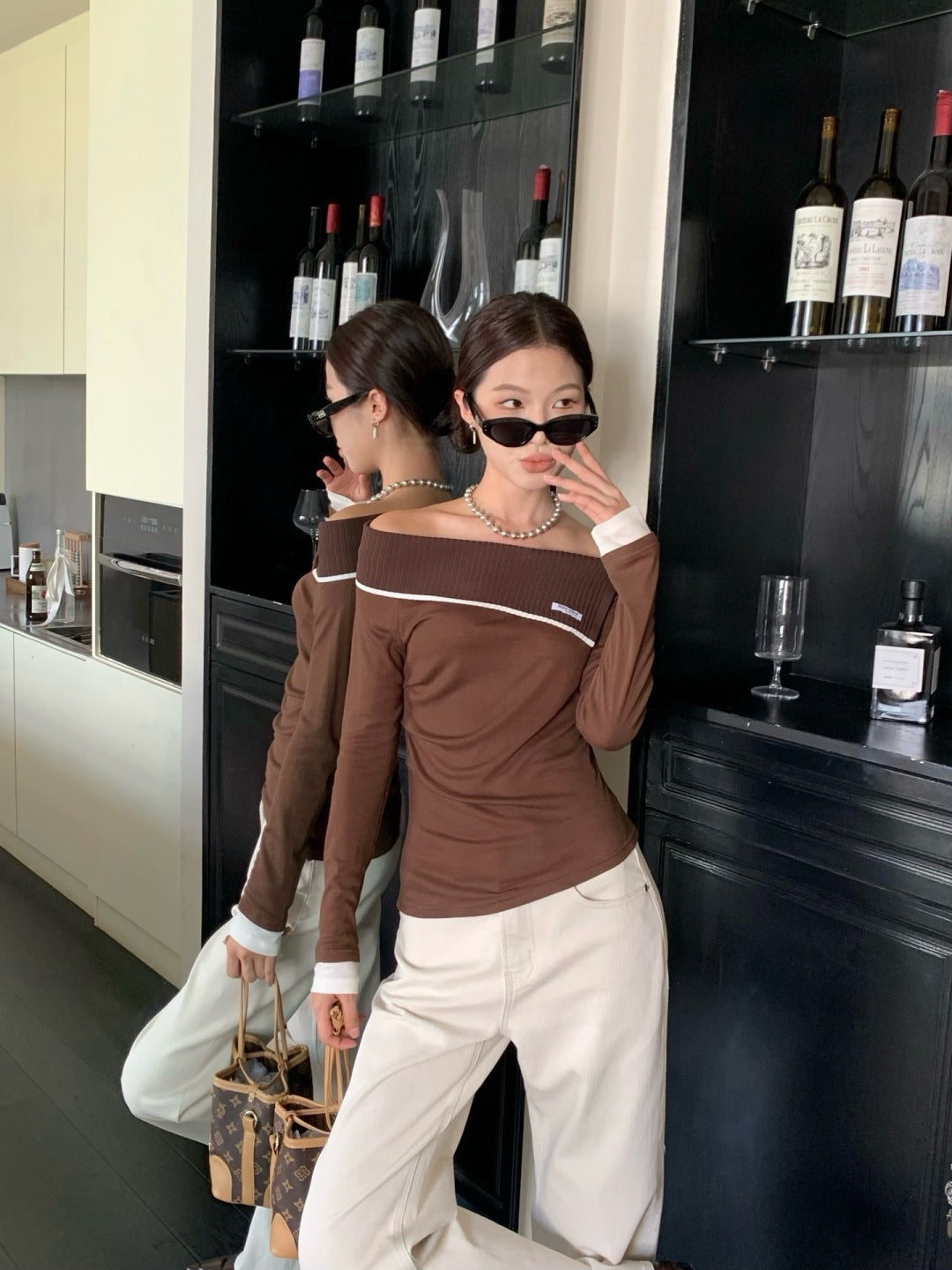 Miu 25fw off shoulder top