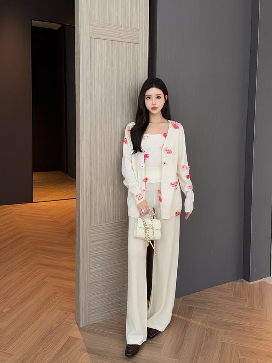 Chan 25fw knit vest cardigan set