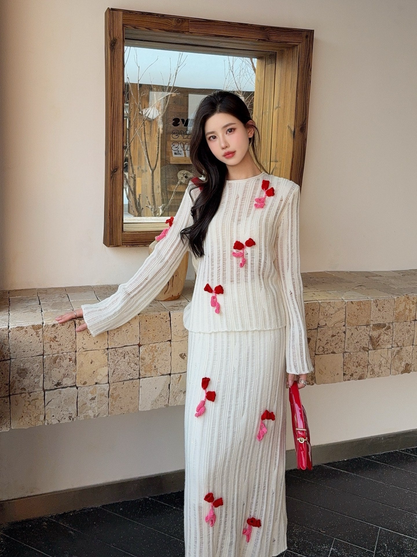 Chan 25fw wool sweater skirt suit