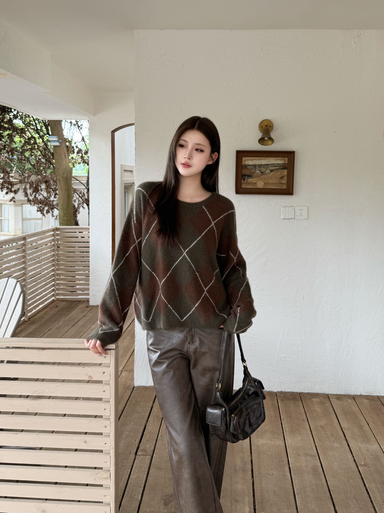 Loro 25fw plaid sweater
