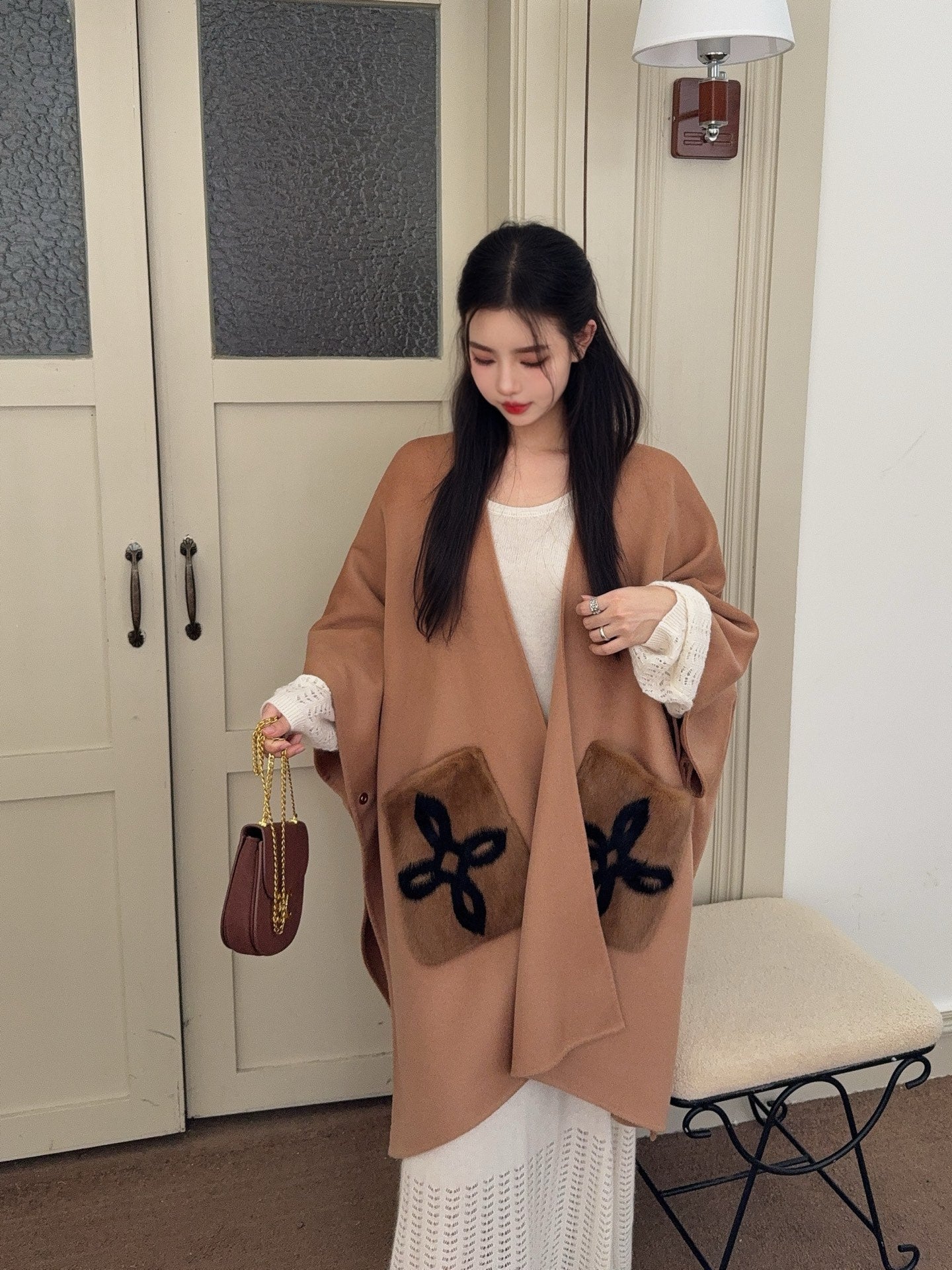 Loro 25fw wool cape coat
