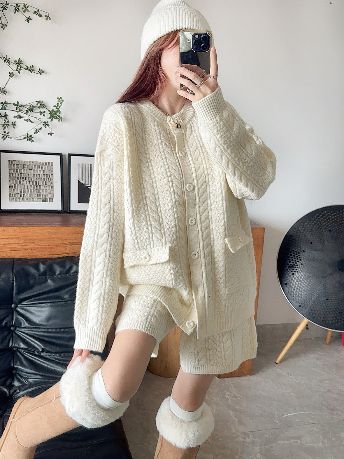Loro 25fw cardigan short set
