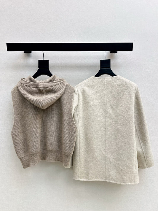 Loro 25fw knitted vest jacket set