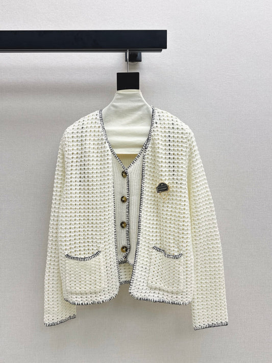 Chan 25fw knitted cardigan vest set